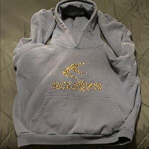 Scuffers Blue Hoodie with Leopard Print Logo